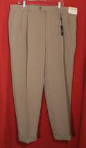 PRONTO UOMO Men&#39;s Dress Pant 42x30 Khaki Beige Pleated Cuff Poly Techno-... - $23.06