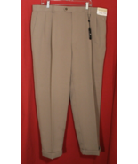 PRONTO UOMO Men&#39;s Dress Pant 42x30 Khaki Beige Pleated Cuff Poly Techno-... - €20,02 EUR