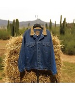 Schaeffer Outfitter Denim Jacket Coat Western Size 2XL Leather Trim USA ... - $122.76