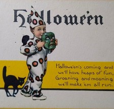 Halloween Postcard Groaning And Moaning Poem Black Cat Clown Boy Nash Series 38  - $95.00