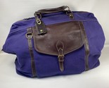 T. Anthony Weekender Travel Duffle Carry On Bag Purple /Brown Canvas/Lea... - $83.22