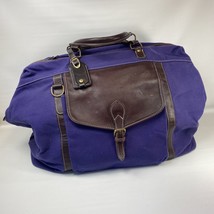T. Anthony Weekender Travel Duffle Carry On Bag Purple /Brown Canvas/Lea... - $83.22