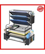 Multifunctional 7-Tier Desktop Organizer with Space-Saving Design in Black - $991.01 MXN