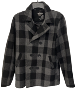 EPIC THREADS WOOL BLEND BLACK/GRAY PLAID COAT JACKET UNISEX SIZE LARGE - $39.58