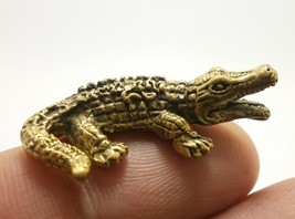 Magic Yant Crocodile Thai mini brass amulet blessed talisman figurine bring mone - £23.15 GBP