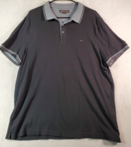 Michael Kors Polo Shirt Men Size XL Black Cotton Short Sleeve Slit Logo Collared - £14.08 GBP