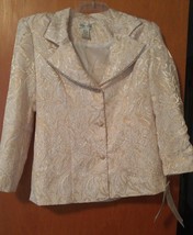 015 Women&#39;s NWT Justin Taylor Size 12 1508 Suit Coat Jacket Gold White - £15.97 GBP