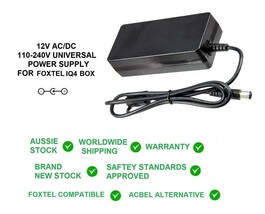 12v POWER Supply For FOXTEL IQ4 BOX 12Volt AC/DC 12v 4A-5A 2.1mm Acebel ... - £25.21 GBP