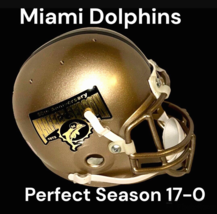 Miami Dolphins 50th Anniversary Perfect Season 17-0 Logo Football Mini Helmet - £62.57 GBP