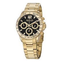 NEW SO &amp; CO New York Men&#39;s 5001.2 Monticello Chronograph Gold SS Watch - £38.94 GBP