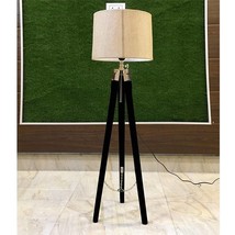 Wooden Tripod Floor Lamp Stand Without Shade and Bulb, Black Wood And Chrome - £74.72 GBP