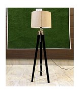 Wooden Tripod Floor Lamp Stand Without Shade and Bulb, Black Wood And Ch... - £74.72 GBP