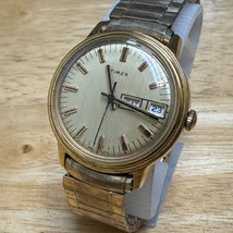 VTG Timex Mercury Watch Hand-Winding Mechanical Men Gold Tone Stretch Day Date - £53.14 GBP