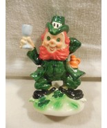 Vintage Lefton Japan Ceramic St Patricks Leprechaun Toasting Goblet Figu... - $19.26 CAD