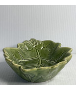 Over And Back STONEWARE OAK LEAF DESIGN BOWL GREEN Hand Painted 8.5” x 6... - £10.91 GBP