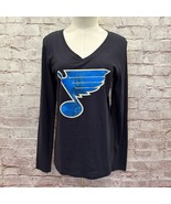 &#39;47 BRAND Womens St Louis Blues NHL V- Neck Long Sleeve T- Shirt Size M NEW - £22.75 GBP