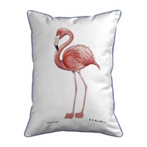 Betsy Drake Flamingo White Background Large Corded Indoor Outdoor Pillow 16x20 - £37.50 GBP