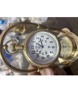 Maritime Brass Antique Desk Clock With Compass Home Decor Nautical Watch - £34.61 GBP