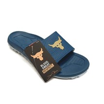 Under Armour Mens Size 7 UA Project Rock Slides SL 2.0 Brahma Bull Blue Sandals - £31.69 GBP