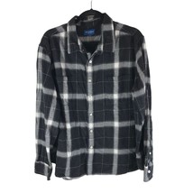 Arizona Jeans Mens Flannel Shirt Button Down Pockets Plaid Black XL - £9.90 GBP
