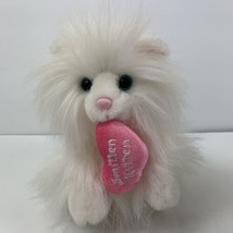 Aurora Smitten Kitten 10&quot; White Persian Kitten Cat Plush Valentines Day Gift - $19.75