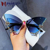 Luxury Diamond Butterfly Sunglasses Women Brand y2k Vintage Rimless Oversized Su - £23.94 GBP