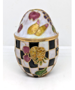 Cloisonne Vintage Egg Shaped 3.25&quot; Scrolling Ornate Fruit Gold Trim Trin... - $20.35 CAD