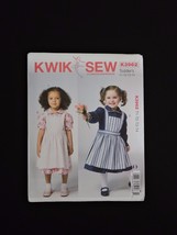 Kwik Sew K3962 Toddler Dress & Pinafore T1-T4 Sewing Pattern Peter Pan Collar - $11.99