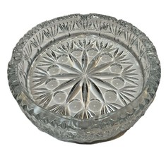 Vintage Lead Crystal Cut Clear Glass Cigar Cigarette Ashtray 6.25 In Starburst - £11.65 GBP