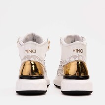 The Eugene White & Gold Woven Leather High-Top Men Sneaker image 9