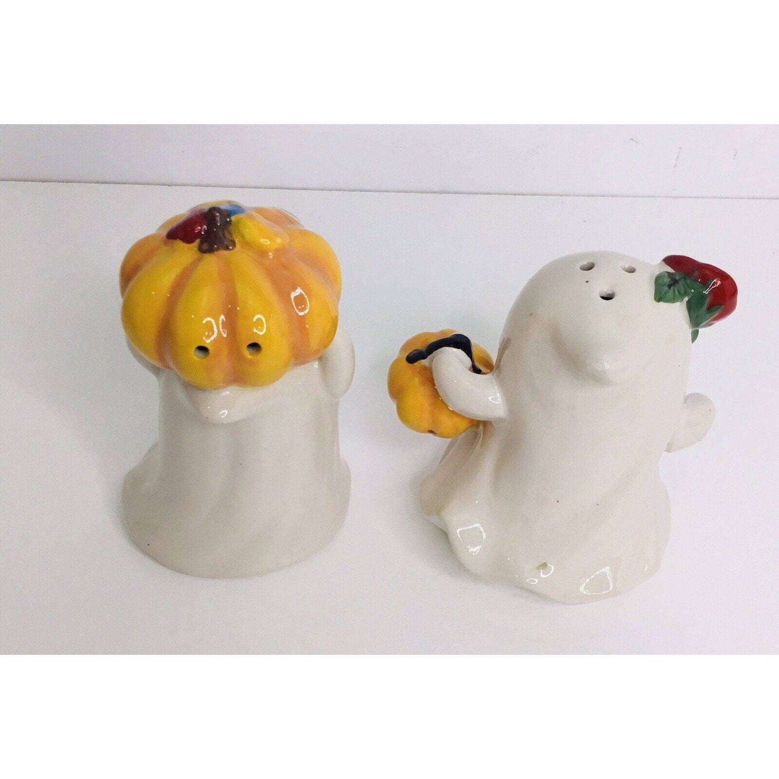 Salt & Pepper Shaker’s Blue Sky Clayworks Ghosts Happy Boo! Day of the Dead New Item image 3