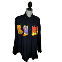 Moda Nadina Unisex One Size Shirt Colorful Cowbow Boot Emblems Long Slee... - $28.04