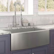 Signature Hardware 36&quot; Stainless Steel Farmhouse Sink - Curved Apron Front - £511.37 GBP