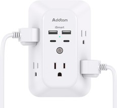 Surge Protector Outlet Extender - Addtam 5-Outlet Splitter With 4 Usb Wall - $35.95