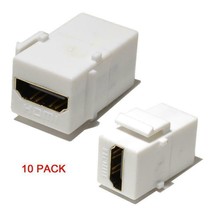 White Hdmi Connector Keystone Insert Jack Female To Female Adapter Coupler 10/Pk - £21.10 GBP