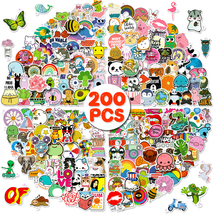 200pcs Cute Cartoon Vinyl Decorative Sticker with Handle for Laptop Water Bottle - £14.65 GBP