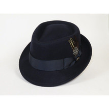 Bruno Capelo Hat Wool Fedora Diamond Crown Santana Stingy Brim SA204 Navy image 2