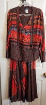 Vintage 90s Carole Little  Boho Skirt Set Dress  2 Piece Colorful Festival Sz 6? - £28.16 GBP