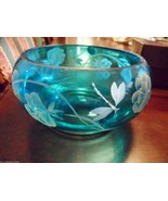Randy Fenton c1960s blue glass bowl  signed AND UNSIGNED FOOTED COMPOTE ... - $853.95 MXN
