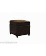 Cube Square Storage Ottoman Dark Espresso Brown Leather Foot Stool Flip Top - $163.56 CAD