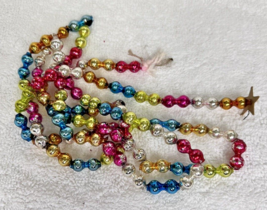 Vintage Mercury Glass Multi Color Double 3/4&quot; Bead Christmas Tree Garland 41&quot; L - $24.26