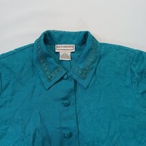 Karin Stevens Women's Turquoise Open Back Front Button Blazer Jacket Size 8 image 13