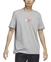 adidas Men&#39;s Crewneck American Flag Graphic T-Shirt Grey Heather-Small - £15.92 GBP