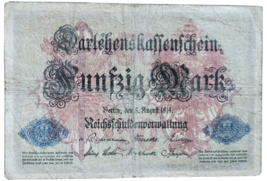 GERMANY 50 MARK REICHSBANKNOTE 1914 VERY RARE NO RESERVE - $9.46