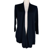 Joan Vass Open Front Sweater Cardigan Black Medium M Back Open Knit - £19.98 GBP