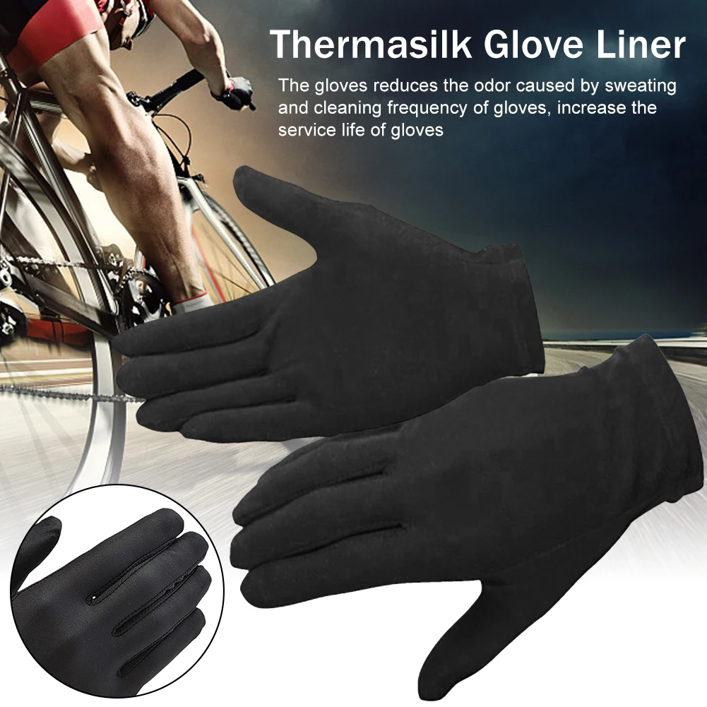 1pair Pure Silk Black Liner Inner Thin Gloves Bike Motorcycle Soft Sport Gloves - $16.30