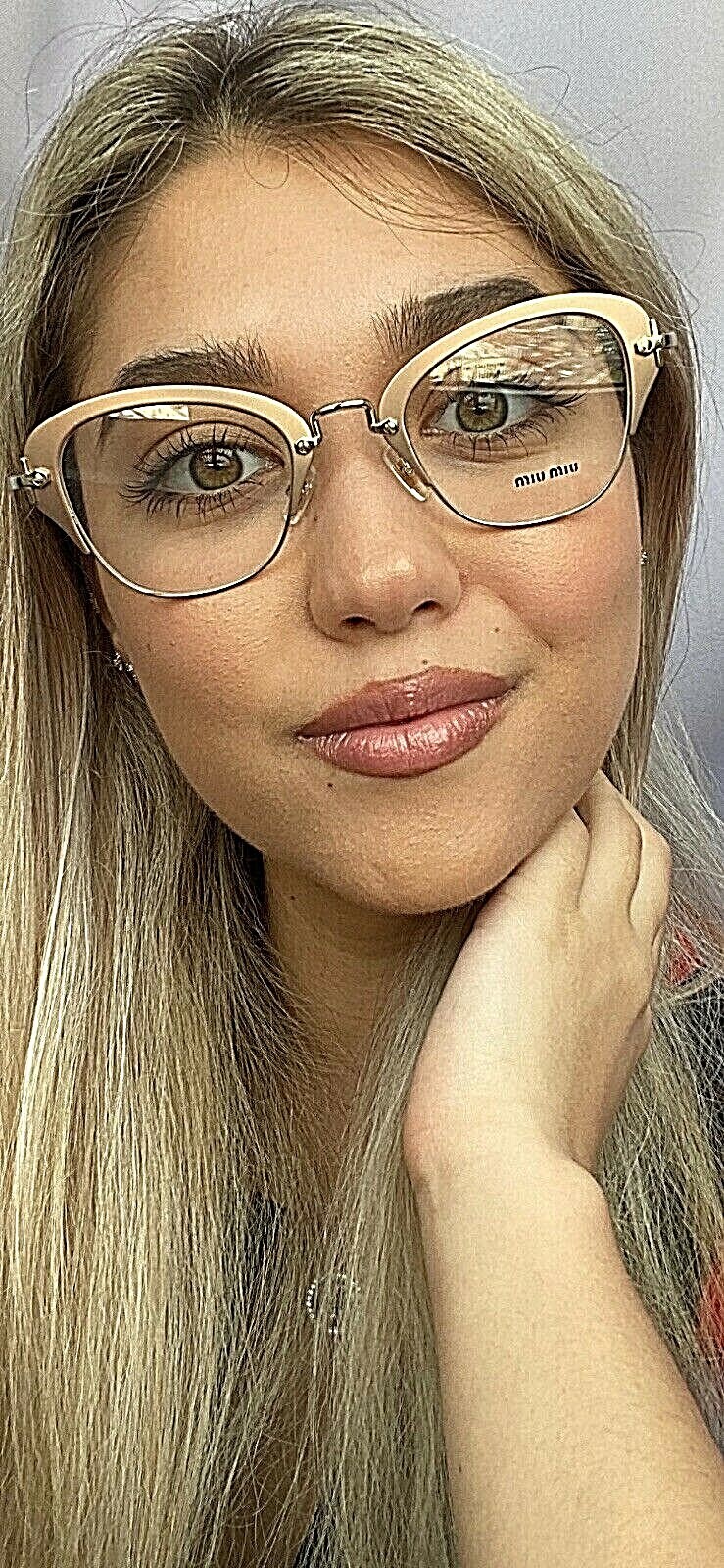New Miu Miu VMU 53O  50mm Gold Cat Eye Oversized Women's Eyeglasses Frame Item image 9
