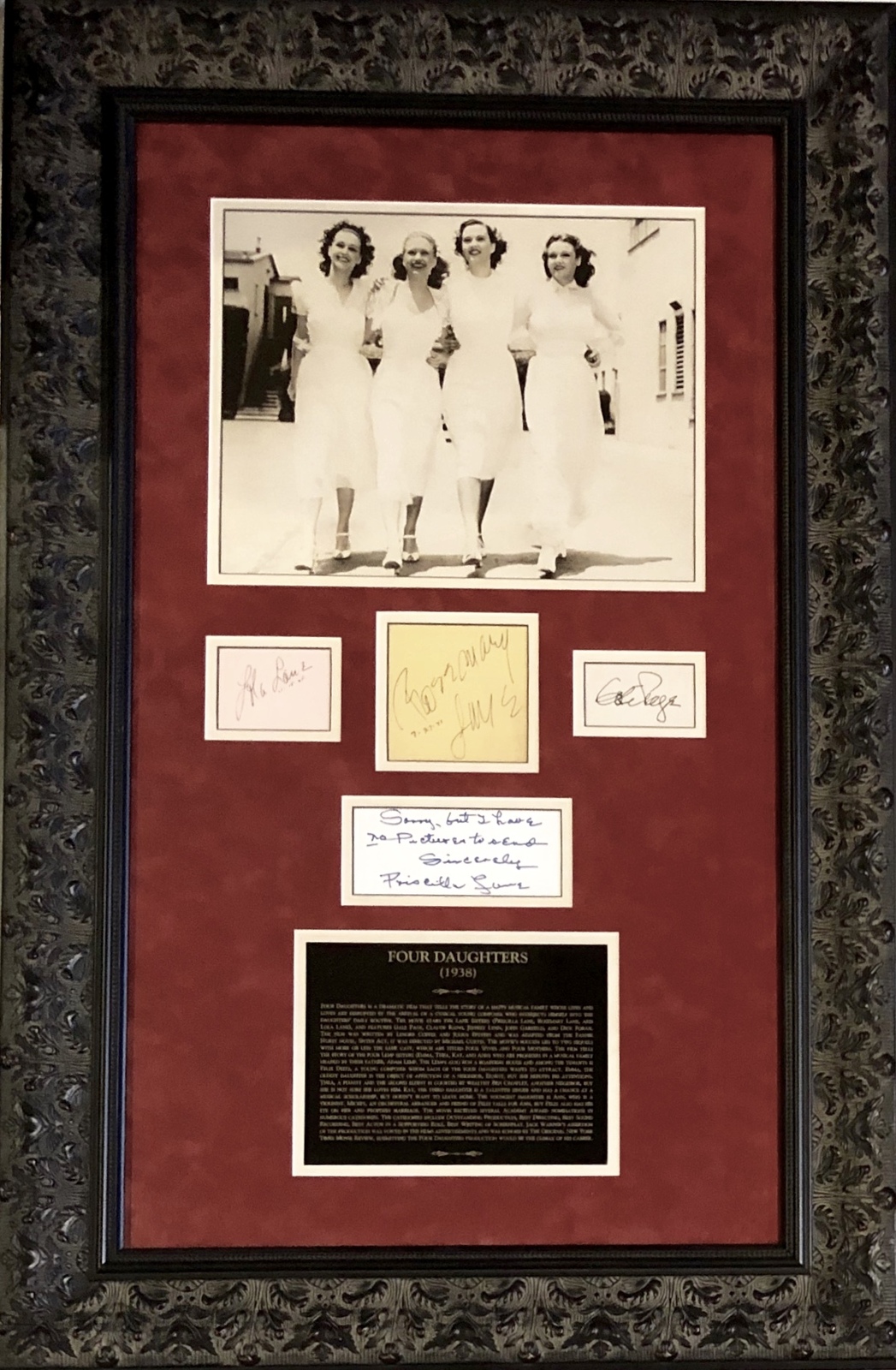 PRISCILLA LANE Autographed FOUR DAUGHTERS Hand SIGNED FRAMED 1938 PHOTO JSA LOA - $749.99