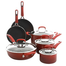Kenmore Elite Andover 10 Piece Nonstick Aluminum Cookware Set in Red Gradient - $263.59 CAD