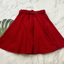 Modcloth Collectif Lotte Velvet Swing Skirt Size 14 New Red A-Line Pockets Belt - £43.92 GBP